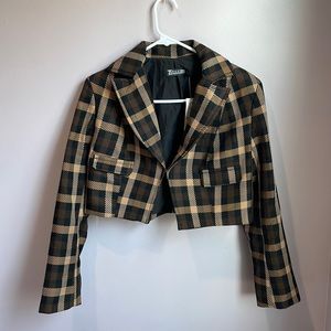 New York & Company cropped petite blazer - brown / black tones